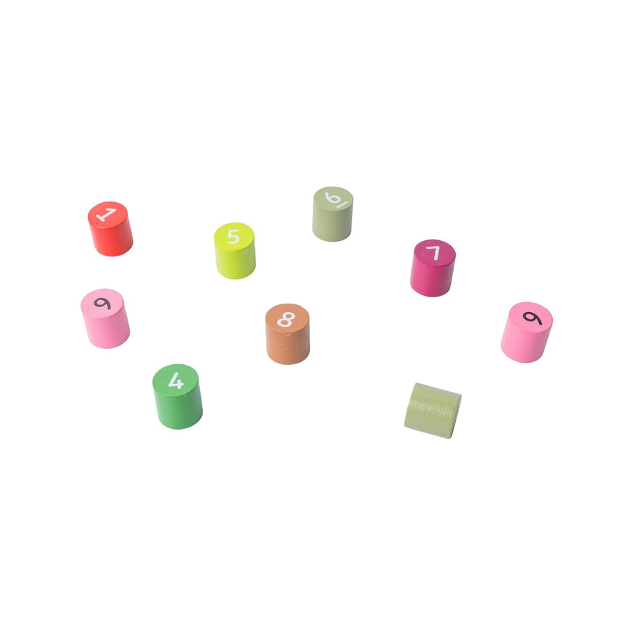 Numbered wooden pegs