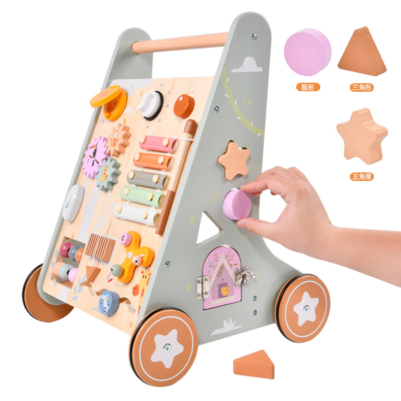 Wooden Baby Walker & Activity Trolley