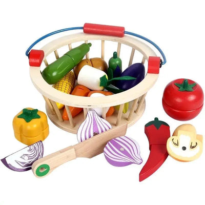 Wooden Vegetable Basket Cutting Set (14 pcs)