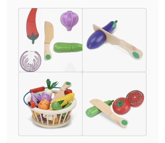 Wooden Vegetable Basket Cutting Set (14 pcs)