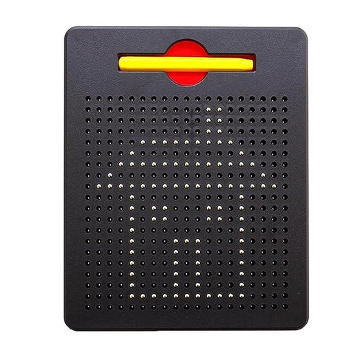Magnetic bead drawing board showing a drawn house