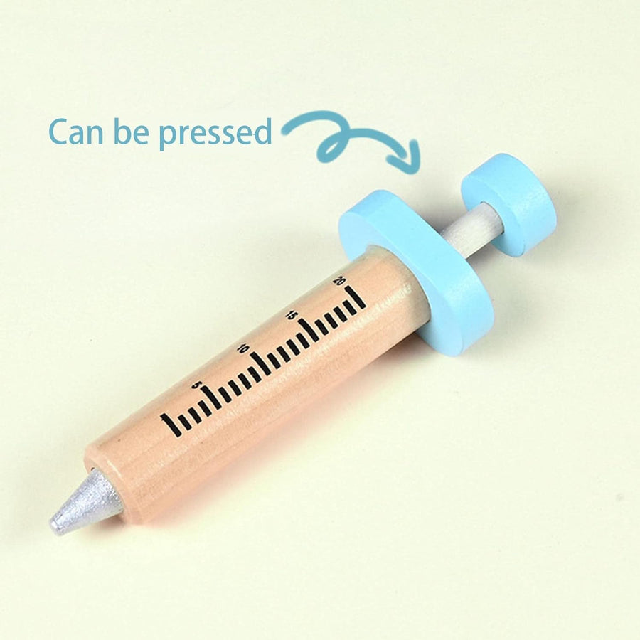 Toy syringe with press-down plunger
