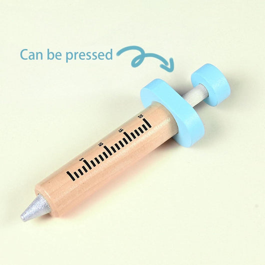 Toy syringe with press-down plunger