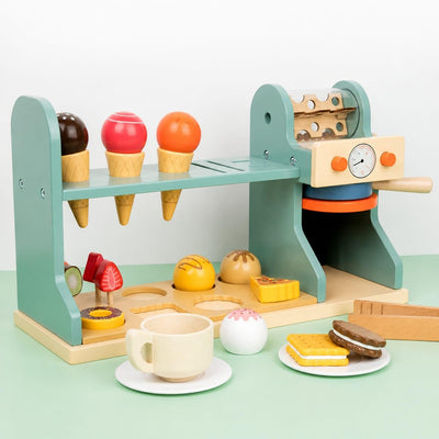 Wooden Ice Cream & Coffee Machine Play Set