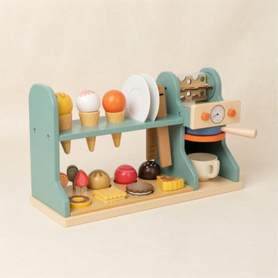 Wooden Ice Cream & Coffee Machine Play Set
