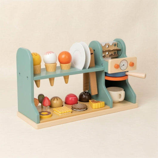 Wooden Ice Cream & Coffee Machine Play Set