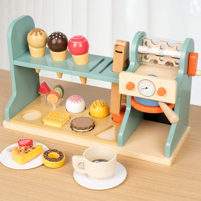 Wooden Ice Cream & Coffee Machine Play Set