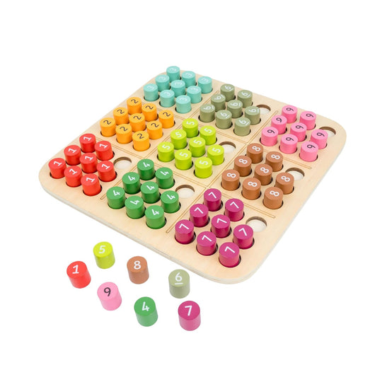 Sudoku board with pegs being placed
