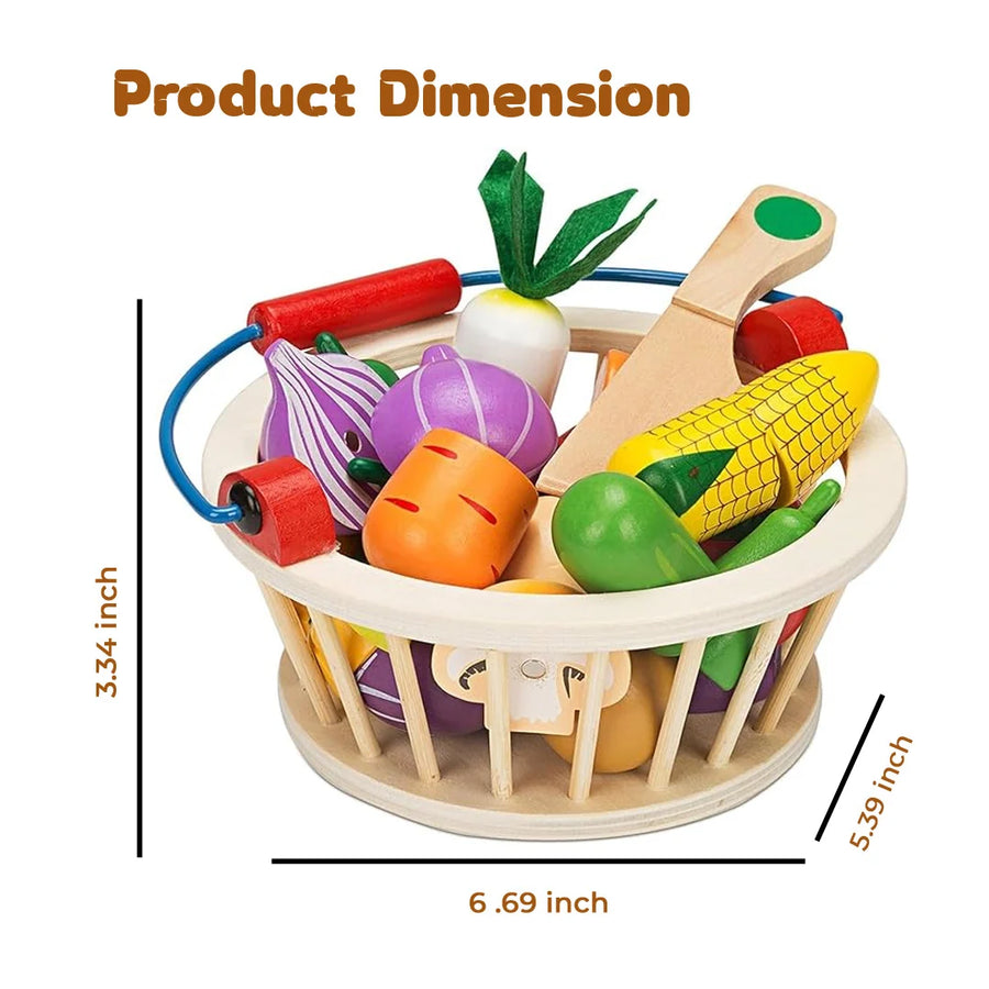 Wooden Vegetable Basket Cutting Set (14 pcs)