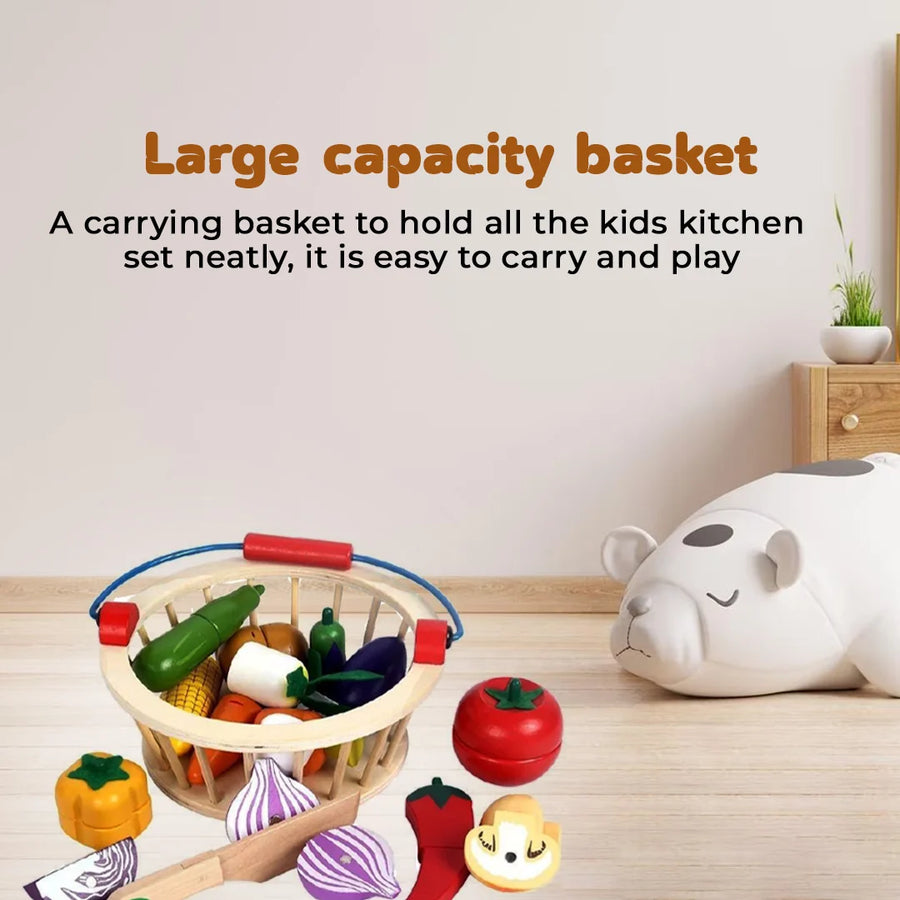 Wooden Vegetable Basket Cutting Set (14 pcs)