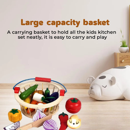 Wooden Vegetable Basket Cutting Set (14 pcs)
