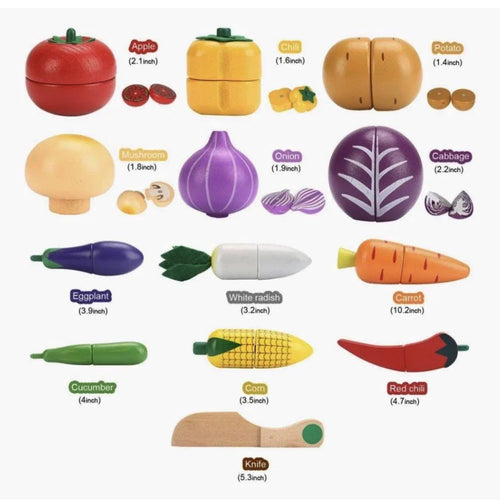 Wooden Vegetable Basket Cutting Set (14 pcs)