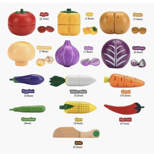 Wooden Vegetable Basket Cutting Set (14 pcs)