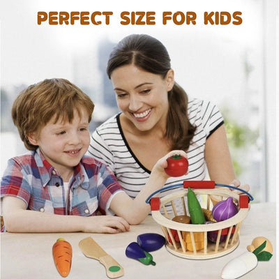 Wooden Vegetable Basket Cutting Set (14 pcs)