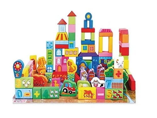 Farm Animals Wooden Blocks (100 pcs)