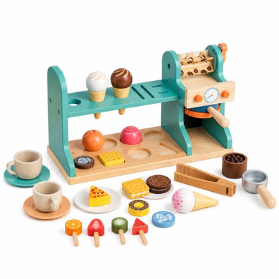 Wooden Ice Cream & Coffee Machine Play Set