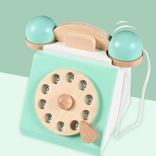 Wooden Retro Rotary Phone