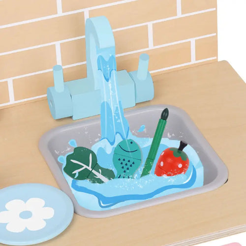 Pastel Wooden Play Kitchen with Accessories
