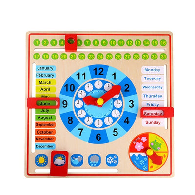Wooden Calendar & Clock Learning Board
