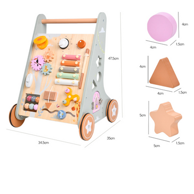 Wooden Baby Walker & Activity Trolley