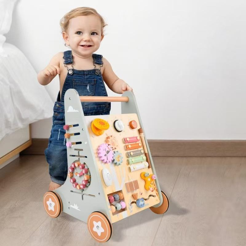 Wooden Baby Walker & Activity Trolley