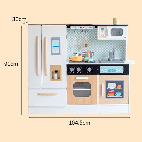 Big Wooden Play Kitchen with Fridge (104.5 cm)