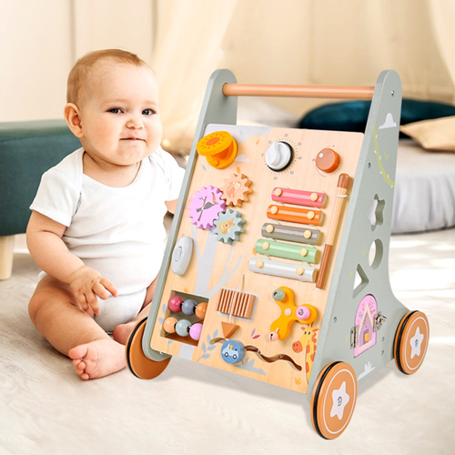 Wooden Baby Walker & Activity Trolley