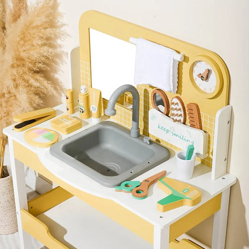 Wooden Bathroom Vanity & Grooming Play Set
