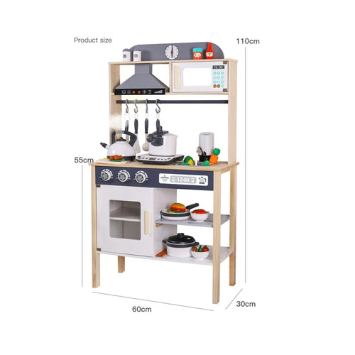 Tall Wooden Play Kitchen with Hood (110 cm)