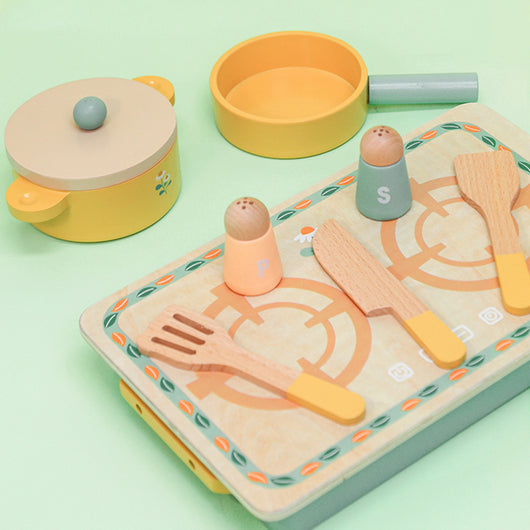 Wooden Play Kitchen & Cooking Set