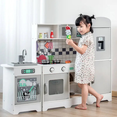 Grand Wooden Play Kitchen with Fridge & Dishwasher (123 cm)