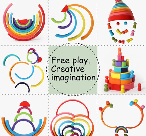 Rainbow Stacking Blocks with Peg People