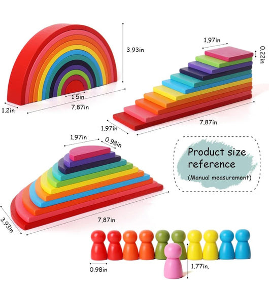 Rainbow Stacking Blocks with Peg People