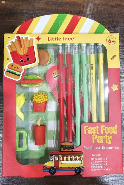 Little Tree Fast Food Party pencil and eraser set