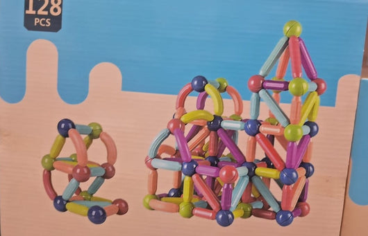 Magnetic sticks and balls, 128 pcs box