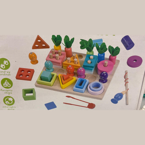 Sets of Columns 4-in-1 Wooden Activity Board