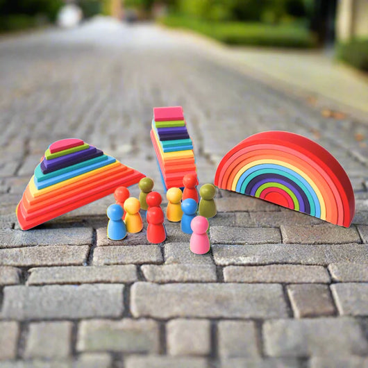 Rainbow Stacking Blocks with Peg People