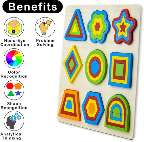 Wooden Nesting Shapes Puzzle Board