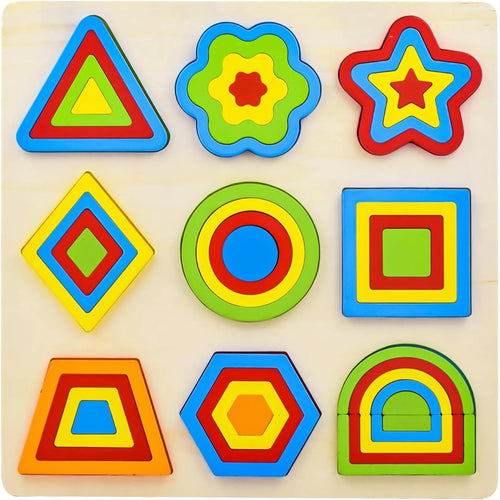 Wooden Nesting Shapes Puzzle Board